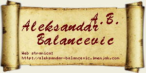 Aleksandar Balančević vizit kartica